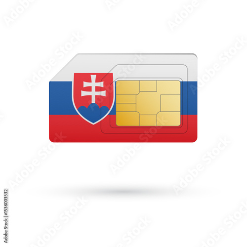 Flag of Slovakia. Vector illustration of SIM Card with flag on white background