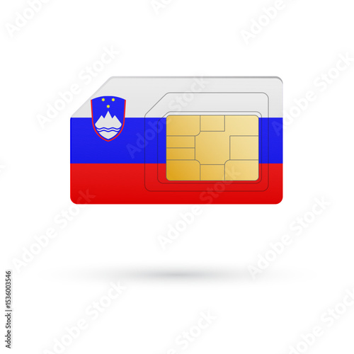 Flag of Slovenia. Vector illustration of SIM Card with flag on white background