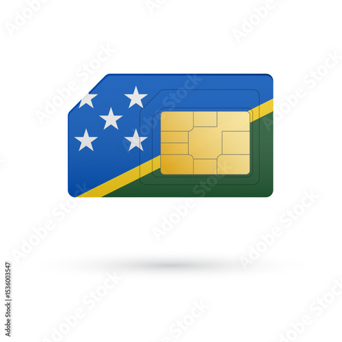 Flag of Solomon Islands. Vector illustration of SIM Card with flag on white background