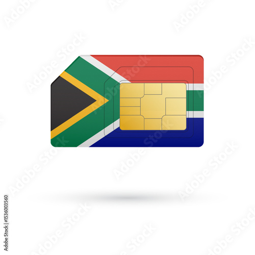 Flag of South Africa. Vector illustration of SIM Card with flag on white background