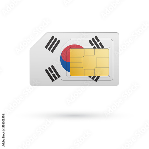 Flag of South Korea. Vector illustration of SIM Card with flag on white background