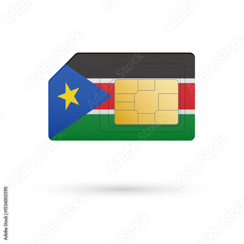 Flag of South Sudan. Vector illustration of SIM Card with flag on white background