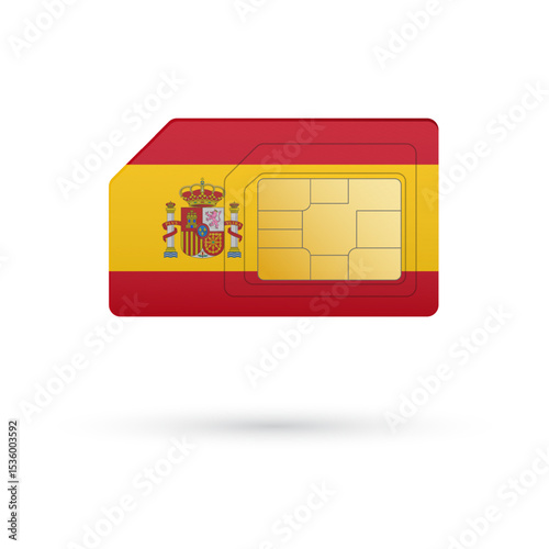 Flag of Spain. Vector illustration of SIM Card with flag on white background
