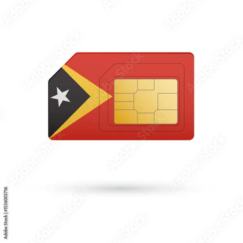 Flag of Timor Leste. Vector illustration of SIM Card with flag on white background