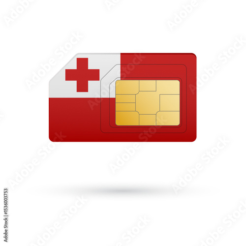 Flag of Tonga. Vector illustration of SIM Card with flag on white background