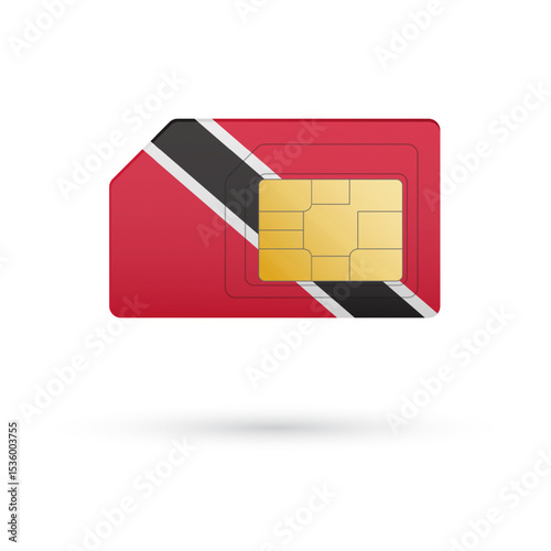 Flag of Trinidad and Tobago. Vector illustration of SIM Card with flag on white background