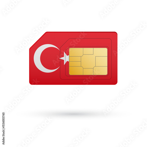 Flag of Turkey. Vector illustration of SIM Card with flag on white background