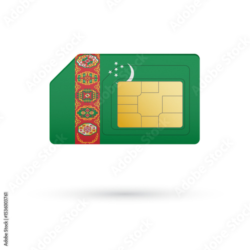 Flag of Turkmenistan. Vector illustration of SIM Card with flag on white background
