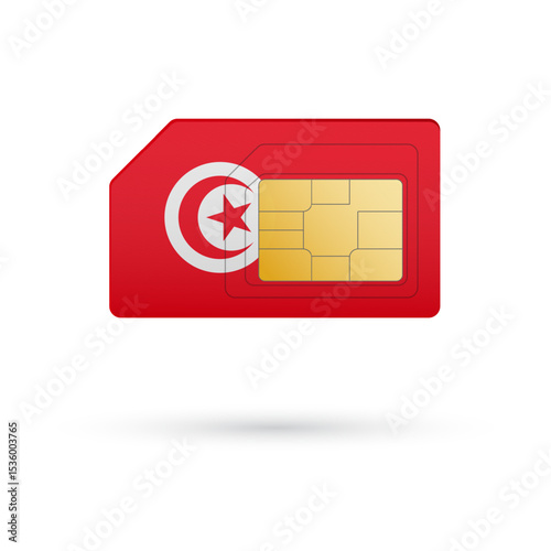 Flag of Tunisia. Vector illustration of SIM Card with flag on white background