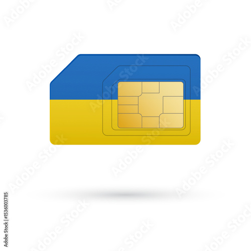 Flag of Ukraine. Vector illustration of SIM Card with flag on white background