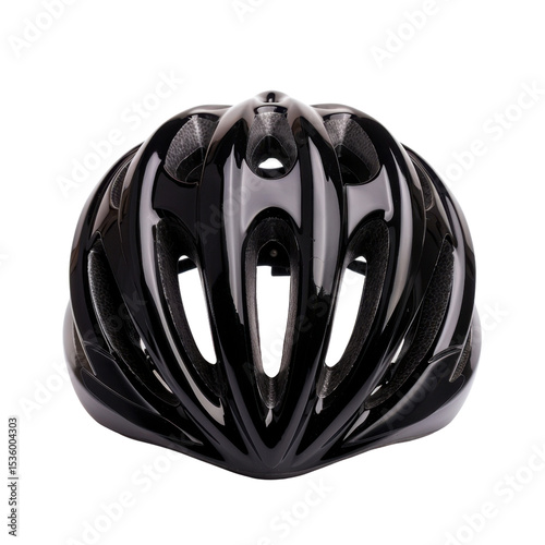 Sleek black cycling helmet designed for safety and performance, featuring multiple ventilation holes for breathability and lightweight structure. Ideal for cyclists seeking protection and comfort photo