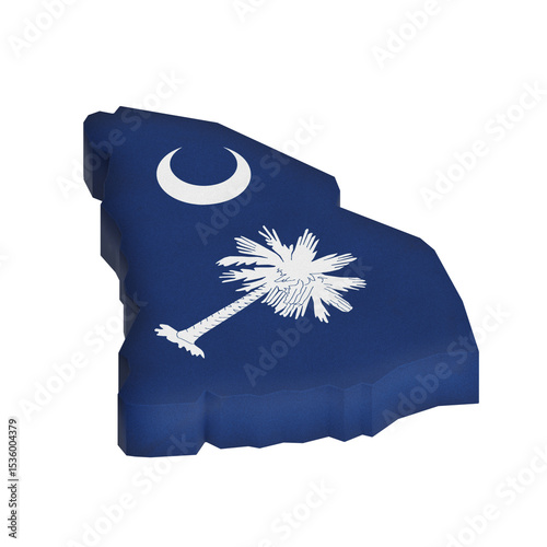 South Carolina Map Flag 3D Icon