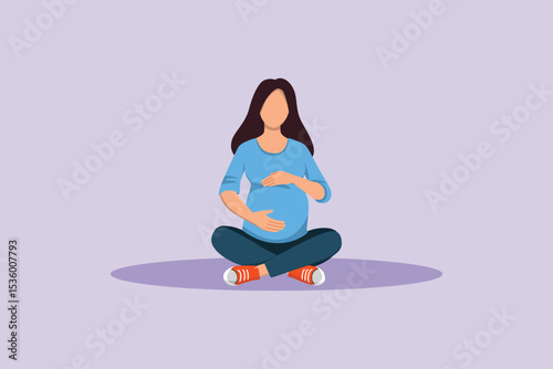 Pregnant Mother Concept. Colored flat vector illustration isolated