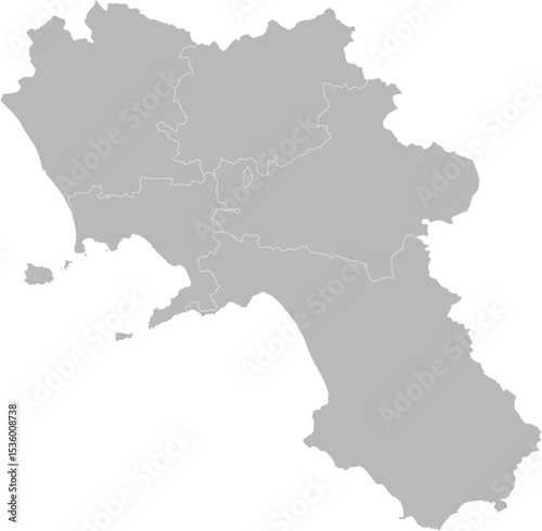 Campania, Italy – administrative vector map with province and city boundaries (Web Mercator projection, PPT-compatible & fully editable)