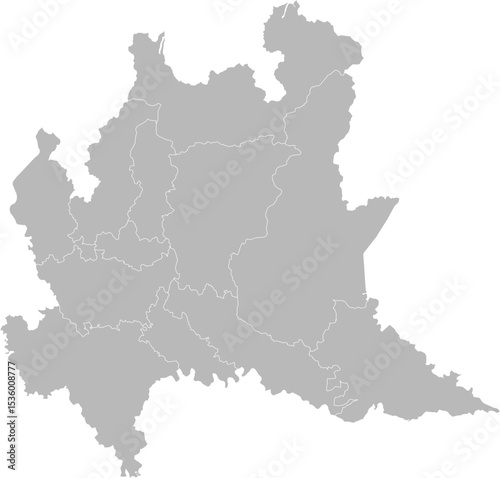 Lombardy (Lombardia), Italy – administrative vector map with province and city boundaries (Web Mercator projection, PPT-compatible & fully editable)