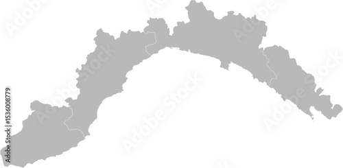 Liguria, Italy – administrative vector map with province and city boundaries (Web Mercator projection, PPT-compatible & fully editable)