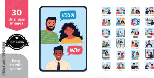 Business Concept illustrations. Mega set. Collection of scenes with men and women taking part in business activities
