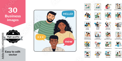Business Concept illustrations. Mega set. Collection of scenes with men and women taking part in business activities