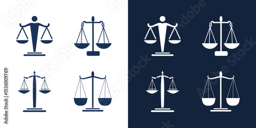 Scale of justice icon law logo set graphic design isolated vector