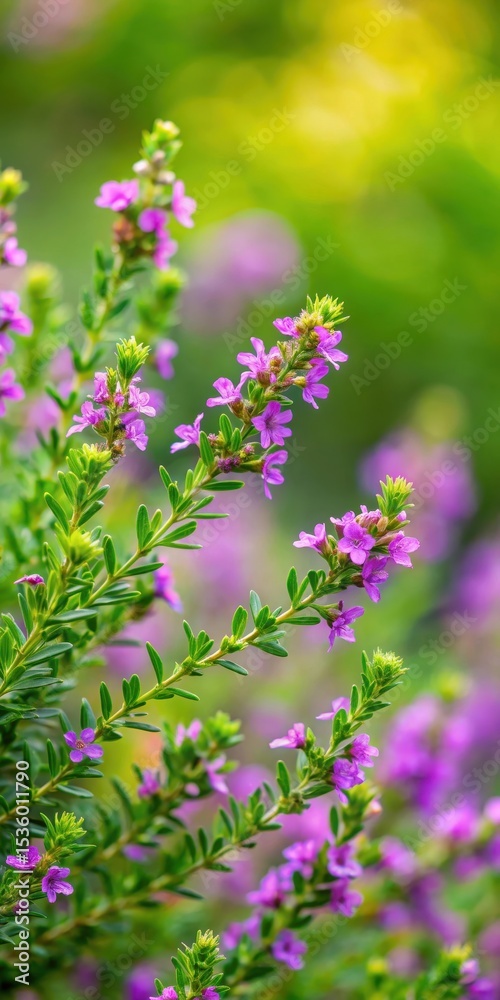 Obraz premium Heather Cuphea Hyssopifolia Plant with Purple Flowers