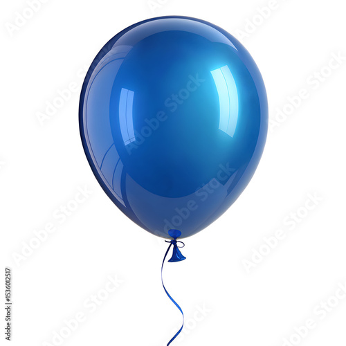 A single blue balloon isolated on a white background, perfect for a birthday celebration or party decoration 3d rendering icon blue balloon illustration PNG.
