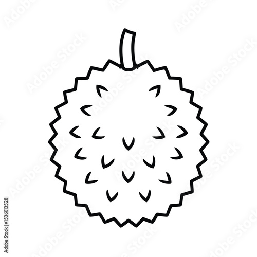Detailed vector illustration of a whole durian fruit