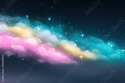 Pastel Rainbow Clouds In A Starry Night Sky