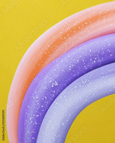 Pastel Rainbow with Glitter on Yellow Background