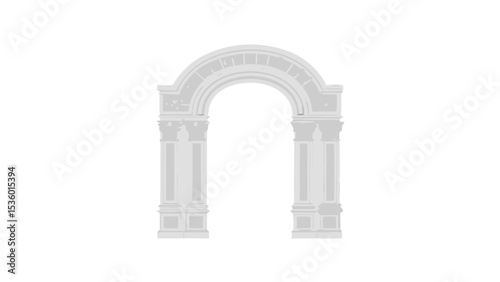 A simple illustration of a white stone archway with detailed columns and keystone design element art