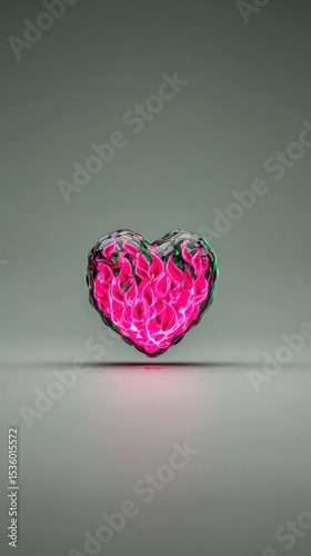 Pink Flaming Heart 3D Render