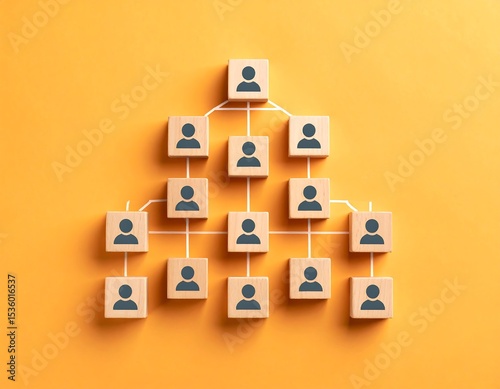 Wooden blocks arranged in a hierarchical structure photo