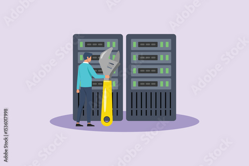 Data Center Concept. Colored flat vector illustration isolated
