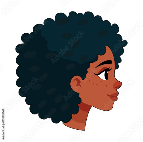 Cartoon Beauty Woman Side Face With Afro Hair An Pretty Face Simple Design Icon Digital Source 