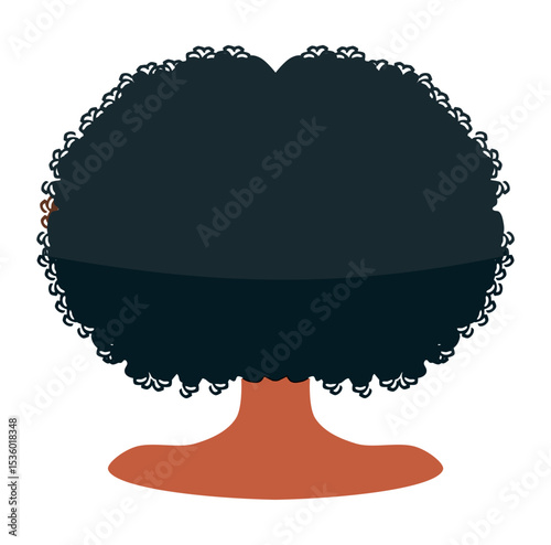 cartoon Back Dark Woman Afro Hair Simple Design Icon Digital Source 