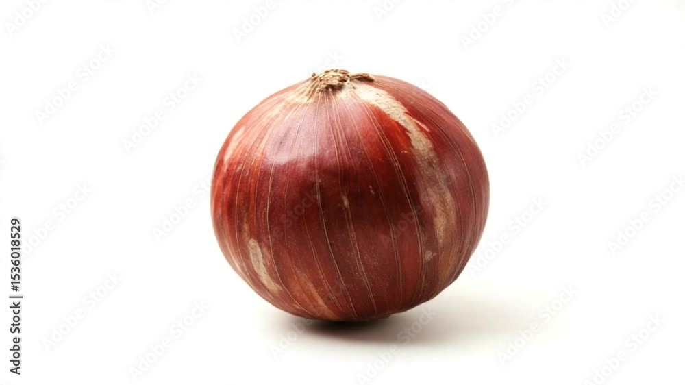 Fresh red onion on a clean white background, showcasing its rich color and texture