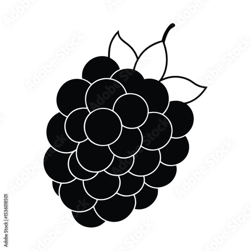 Detailed illustration of a full blackberry cluster rich in color and texture