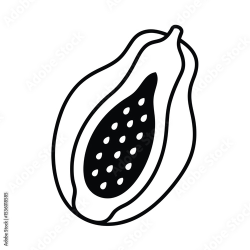 High resolution image of a whole sliced papaya fruit detailed vector illustration