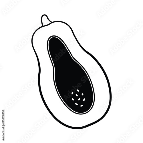High resolution whole papaya illustration perfect for food packaging recipes and tropical designs