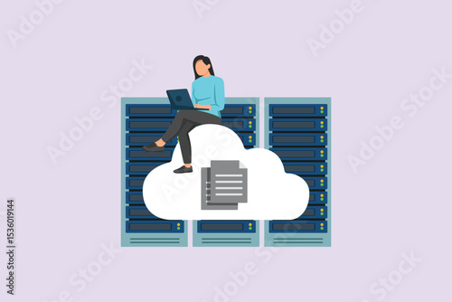 Data Center Concept. Colored flat vector illustration isolated