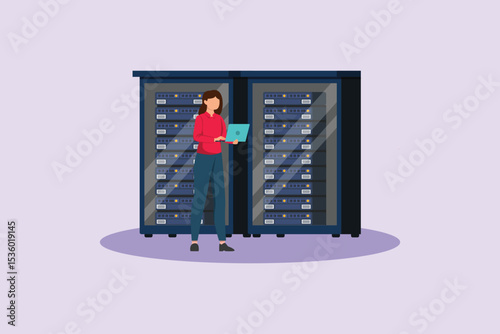 Data Center Concept. Colored flat vector illustration isolated