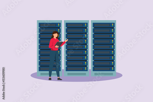 Data Center Concept. Colored flat vector illustration isolated