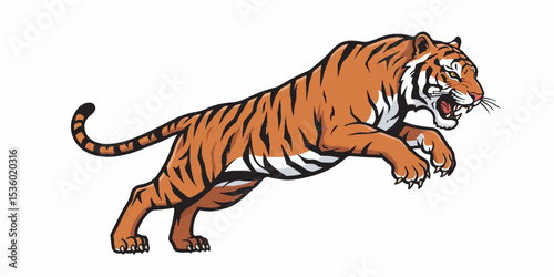 Powerful Tiger Vector Illustration with Clean Lines and Bold Colors