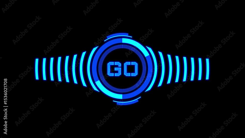 10 second countdown watch animation with glowing blue effect  on transparan background