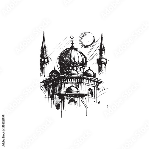 Islamic Art Mosque Icon Vector Illutration