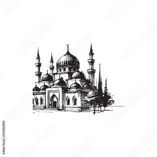 Islamic Art Mosque Icon Vector Illutration