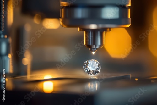 Synthetic diamond undergoing a hardness test in a high-tech laboratory using precision instruments, illustrating advanced gemstone verification processes and quality control in scientific research