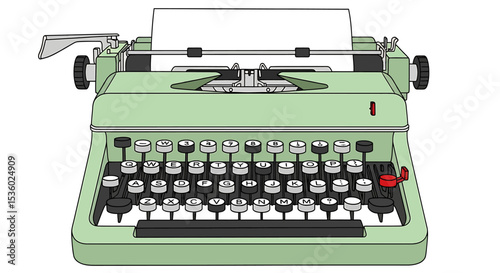 Vintage Green Typewriter with Keys