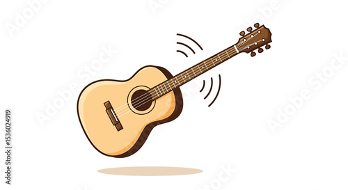 Acoustic Guitar Playing Music, Vibrating Strings