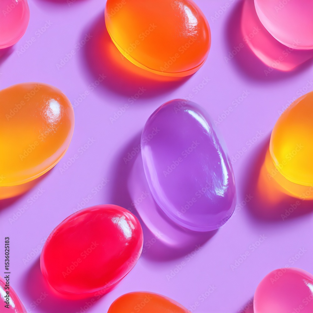 Fototapeta premium Colorful Jelly Beans in a Seamless Arrangement Close-Up Vibrant and Playful Studio Setting