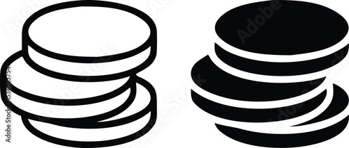 Minimalist Coin Stack Icon – Stylized Line Art Vector with Geometric Overlapping Circles